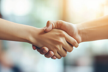 Business Woman Handshake Marks a Successful Agreement