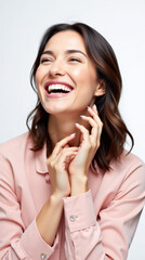 Fototapeta premium Excited Person in Vibrant Clothes and Joyful Expressions: Colorful Portrait on White Backgrounds for Stock Photography