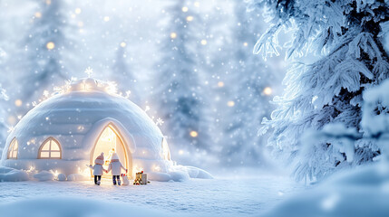 Whimsical Igloo: Serene Winter Scene in Snowy Forest