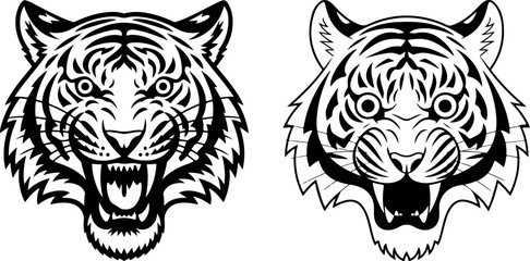 Tiger icon vector black and white concept