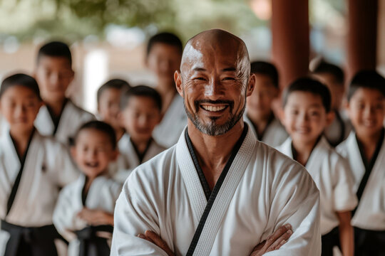 Aikido Students Learning Martial Arts in a Traditional Dojo