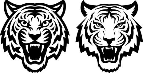 Tiger icon vector black and white concept