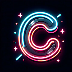 검은 배경, 알파벳 대문자 "C", 네온사인 (black background, Alphabet capital "C", neon sign)