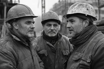 Fototapeta premium Team of Construction Yard Workers in Safety Gear