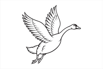 Obraz premium Goose line art vector illustration, Goose Silhouette vector 