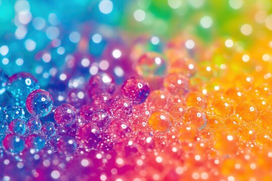 Close up of water droplets abstract background of hydrogel spheres or colorful orbeez for wallpaper