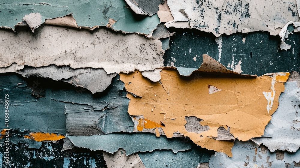 Poster diverse torn paper textures overlap artistically forming an abstract backdrop that inspires creativi