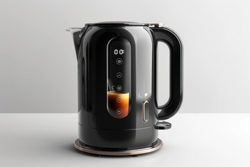 High-end electric kettle with digital display isolated on white background