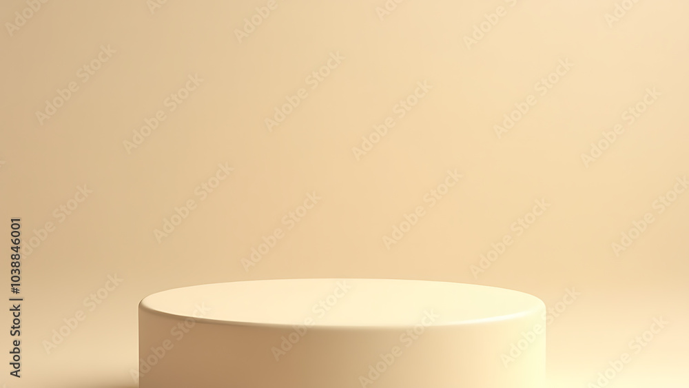 Poster Beige podium rendered in 3D minimalistic design perfect for product presentations with clean lines and simple aesthetics.