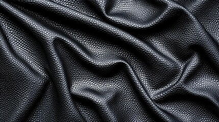 Fototapeta premium A photostock of a textured black fabric on a white background, for minimalist or fashion concepts.