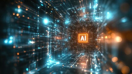 Fototapeta premium Internet cyberspace by a square cubes with 