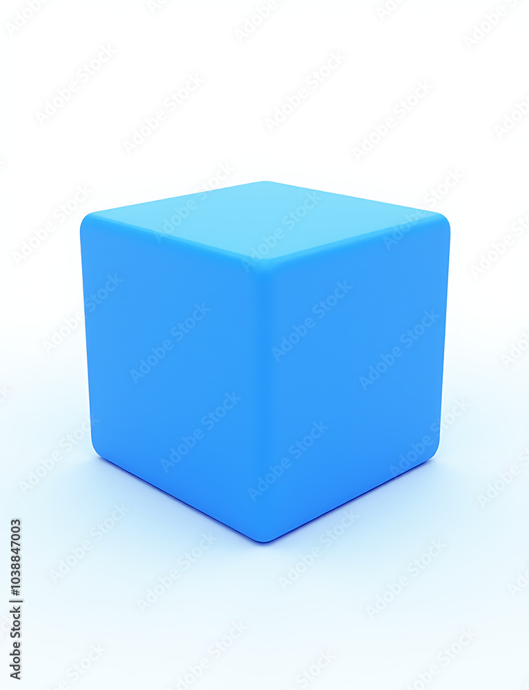 Aufkleber blue cube rendering shows a 3d model of a blue cube with a white background generated by artificial 