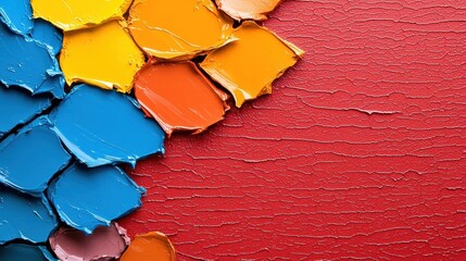 A photostock of an assortment of colorful paint textures, for artistic or crafting designs.