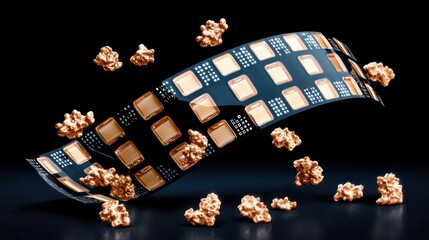 Fototapeta premium A photostock of an empty film strip frame on a transparent background, perfect for film or nostalgia concepts.