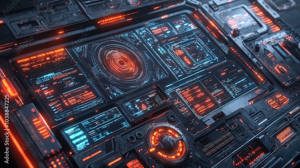 Poster futuristic digital screen or game interface design concept