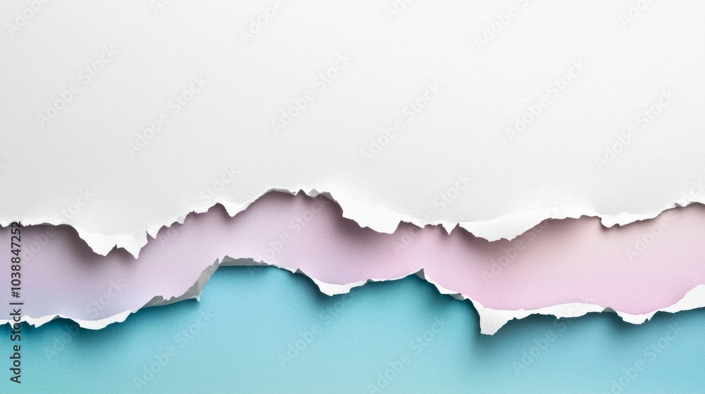Poster visual features a close look at torn white paper revealing colorful layers underneath creating an en