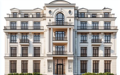 Naklejka premium Luxury building with classic architectural details and large windows