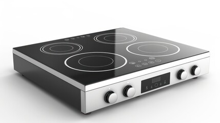 Fototapeta premium High-tech induction cooktop with touch controls isolated on white background