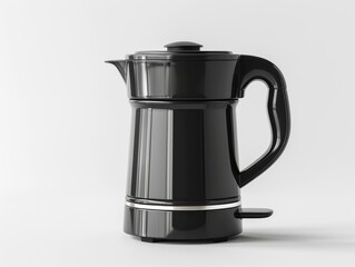 Isolated black and silver coffee maker on a clean white background