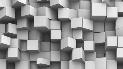 Abstract Grey Cube Wall, 3D Rendering, Geometric Background, Cube, 3D, Abstract