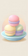 Obraz premium Pastel Macarons on Plate with Gradient Background