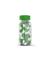 Bottle with vitamin pills  on white background