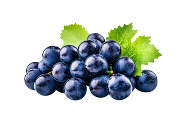 Fototapeta premium Blue grapes bunch isolated on white background. Generative AI