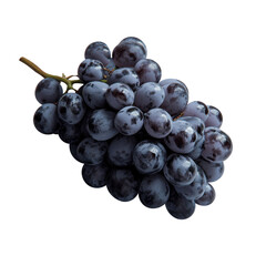 Blue grapes bunch isolated on white background. Generative AI