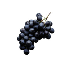 Blue grapes bunch isolated on white background. Generative AI