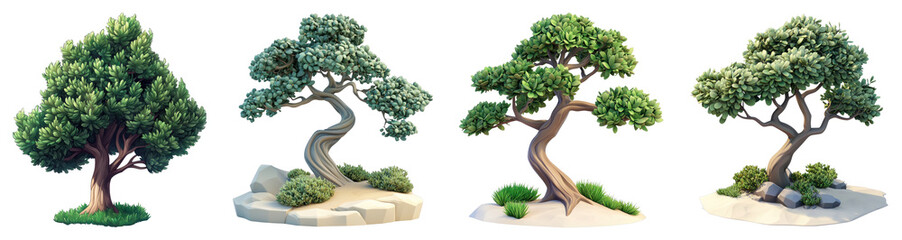 A 3D icon of a juniper tree, illustrated on a transparent background, featuring realistic tree structure and foliage.