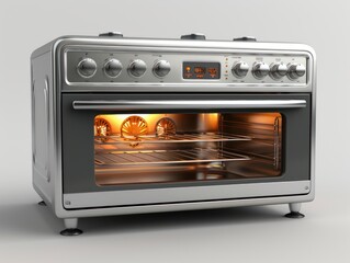 Obraz premium Large capacity digital toaster oven isolated on white background