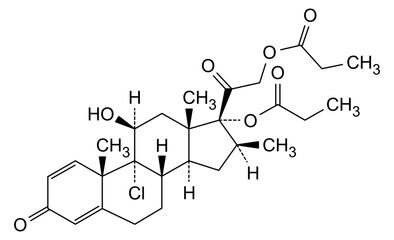 Chemical structure of Beclometasone dipropionate, drug substance