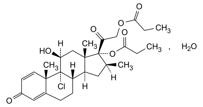 Chemical structure of Beclometasone dipropionate monohydrate, drug substance