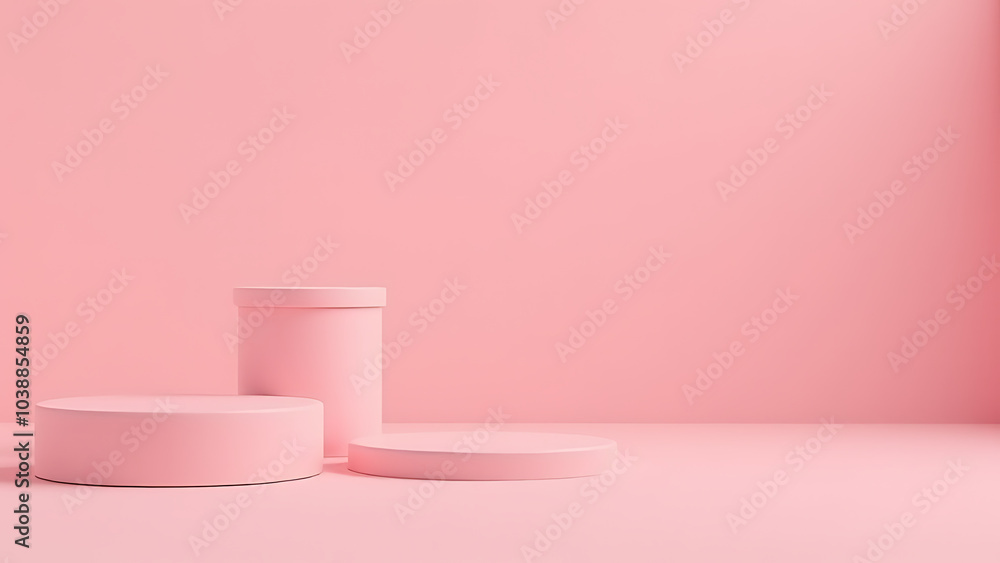 Poster Empty pink product display promotes minimalist design aesthetics in branding applications effectively.