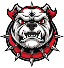 Aggressive Bulldog Mascot Design with Spiked Collar