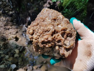 Quartz-chalcedony concretion found in a stream, search for stones and minerals