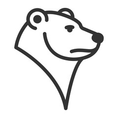 Vector icon of a polar bear head, perfect for representing arctic wildlife, cold regions, or environmental themes.