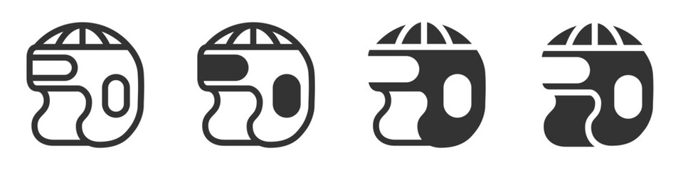 
Vector illustration of a boxer’s helmet, showing a protective headgear used in combat sports. This icon symbolizes safety, boxing, and professional training gear.