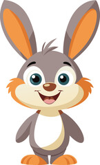 Cute Cartoon Bunny With Big Eyes And Smile