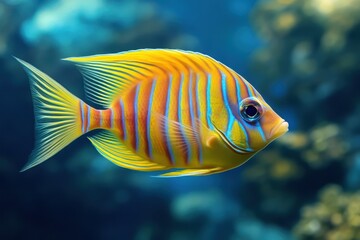 Desjardins fish Zebrasoma desjardinii swimming in tropical ocean waters