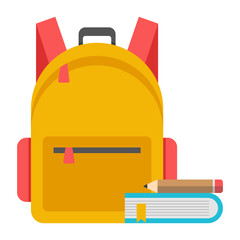 A flat design icon of school bag

