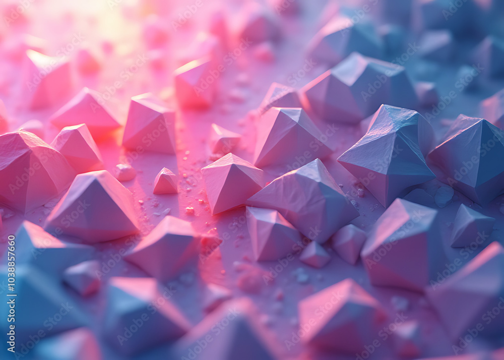 Poster Geometric background in 3D rendering creates a visually appealing effect on screen.