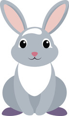 Cute Gray Rabbit Cartoon Illustration