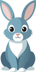 Cute Gray Rabbit Cartoon Illustration