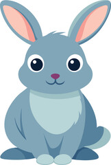 Cute Gray Rabbit Cartoon Illustration