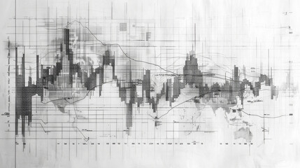 Very faint pencil sketch of a financial graph.