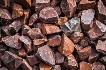 Detailed perspective of rust colored gravel ideal for landscaping and decorative pathways