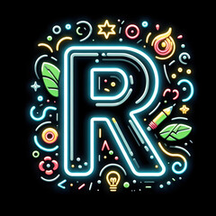 Obraz premium 검은 배경, 알파벳 대문자 