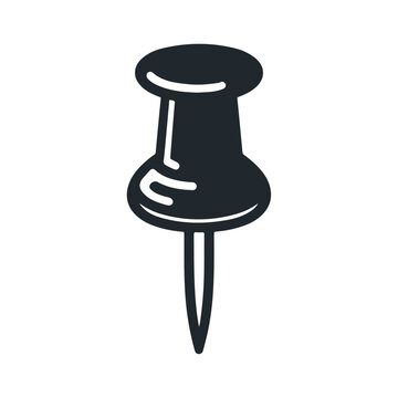 recommend clip art: Black silhouette push pin clip vector icon design isolated on white