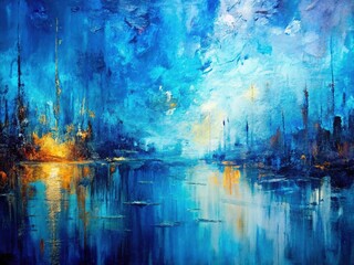 Fototapeta premium A captivating abstract blue oil painting background featuring rich texture and depth, perfect for enhancing artistic design projects with its vibrant and dynamic quality.